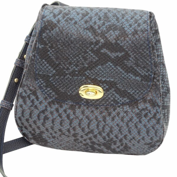 Sac à main "Elly" bleu gris façon serpent en cuir