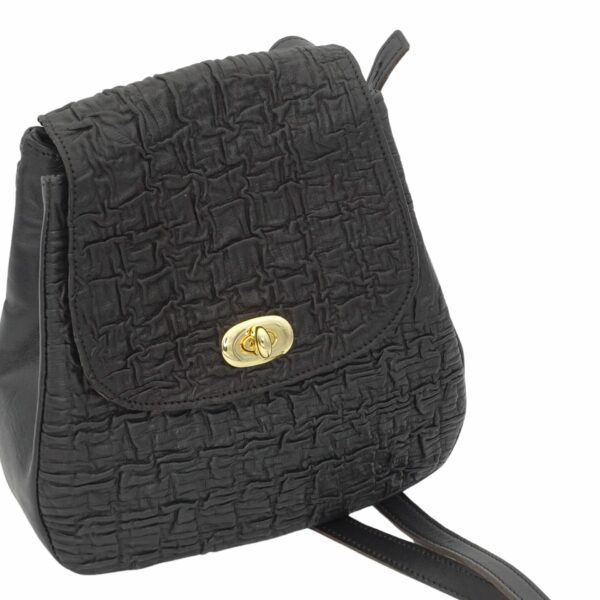 Sac à main "Elly" noir plissé en cuir