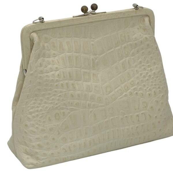 Sac à main en cuir "Mery" crème façon croco